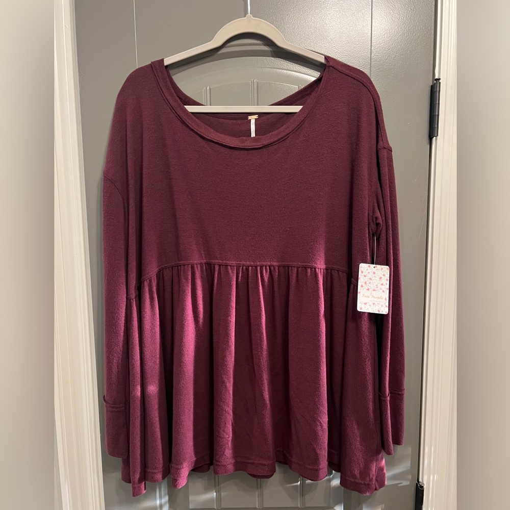 Free People, empire waist top, burgundy Size M, NWT